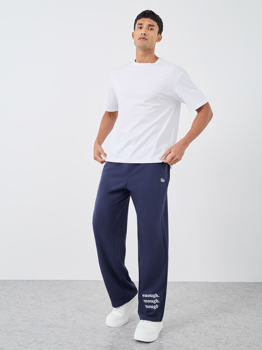 Relaxed Fit Printed Open Hem Joggers with Contrast Drawcord