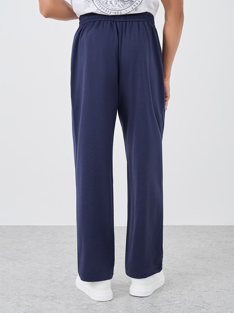 Relaxed Fit Printed Open Hem Joggers with Contrast Drawcord