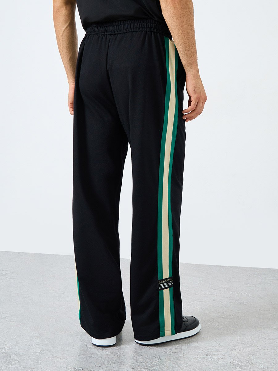 Relaxed Fit Open Hem Joggers with Side Tape and Badge Detail