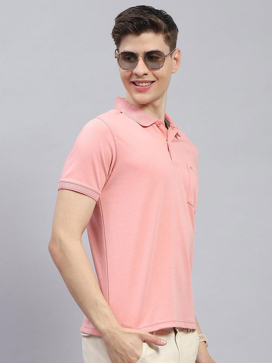Solid Short Sleeve Regular Fit Polo T-Shirt with Pocket