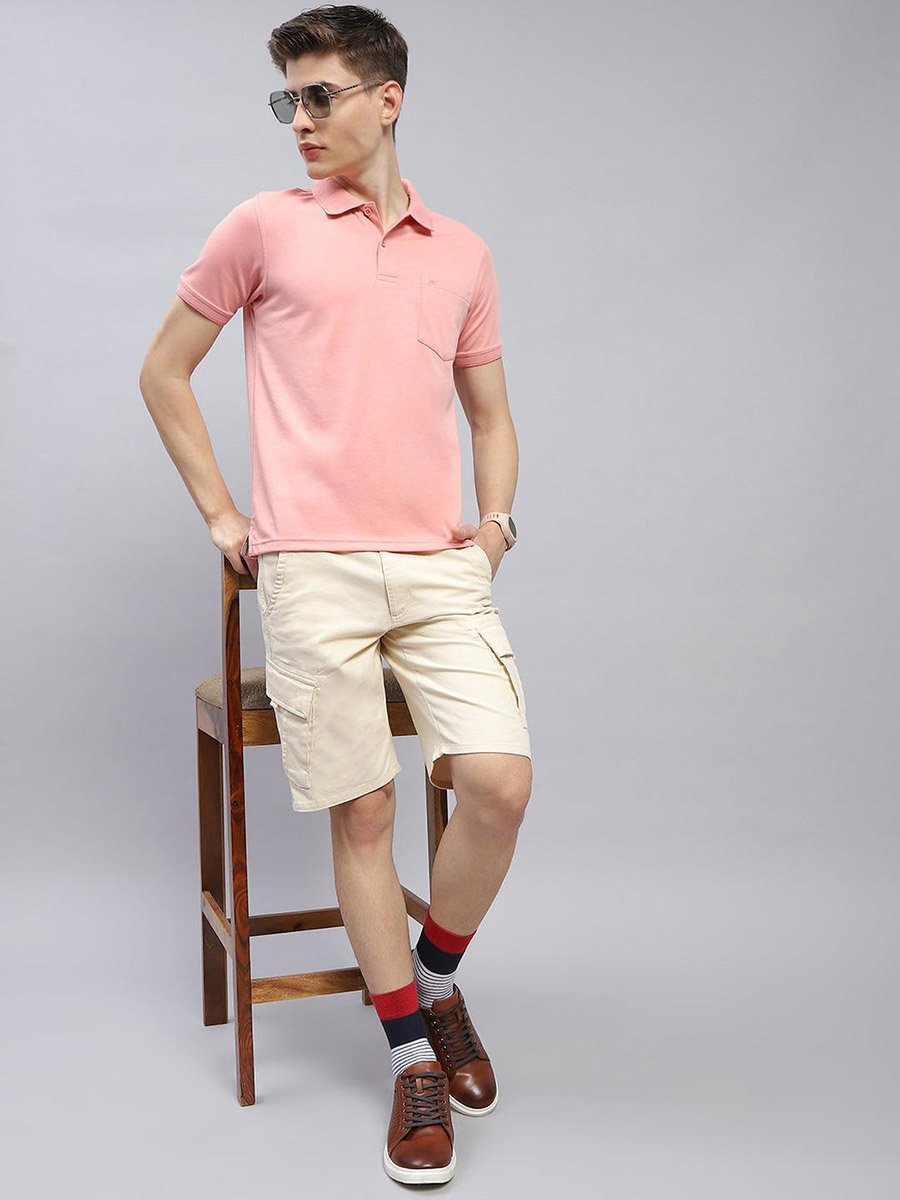 Solid Short Sleeve Regular Fit Polo T-Shirt with Pocket