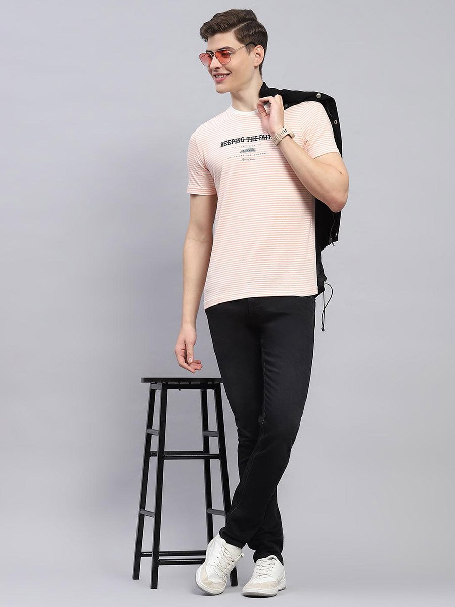 Slogan Printed Round Neck Regular Fit T-Shirt