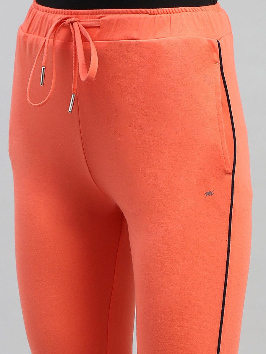 Women Orange Solid Drawstring Waistband Regular Fit Capris