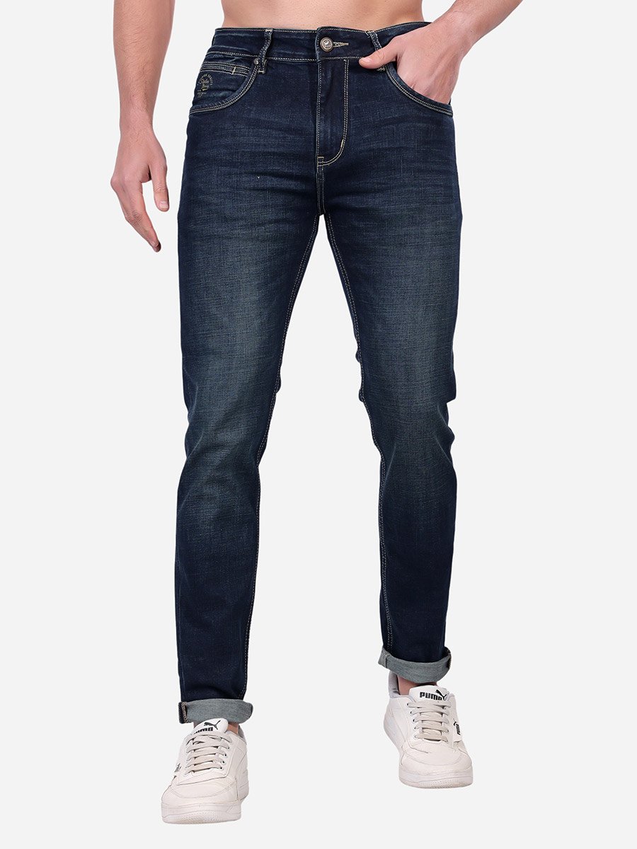 Mid Rise Whiskered Faded Slim Fit Jeans
