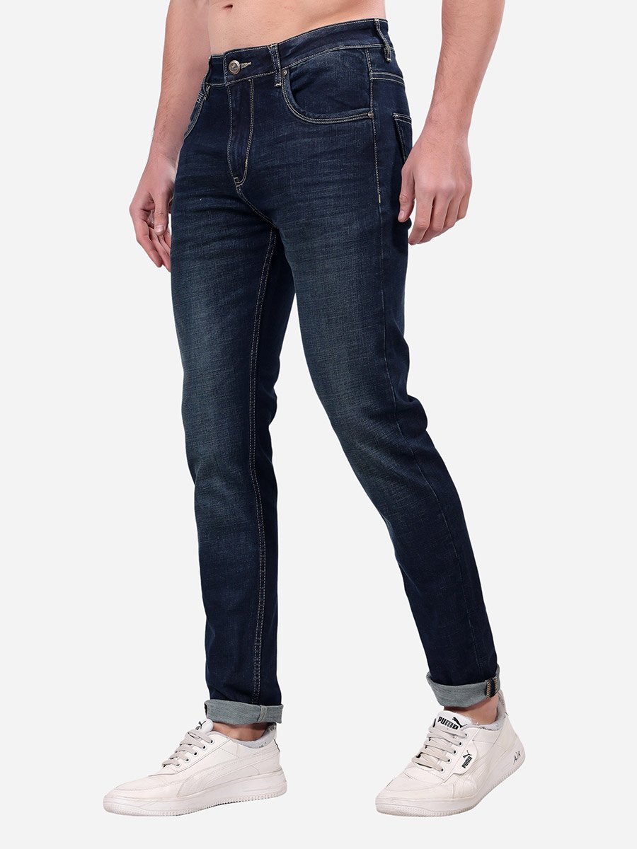 Mid Rise Whiskered Faded Slim Fit Jeans
