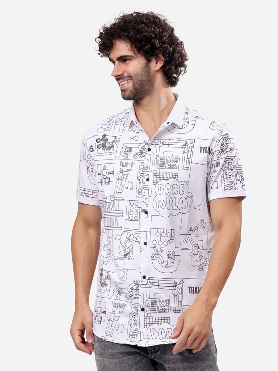 All-Over Printed Short Sleeve Regular Fit Shirt