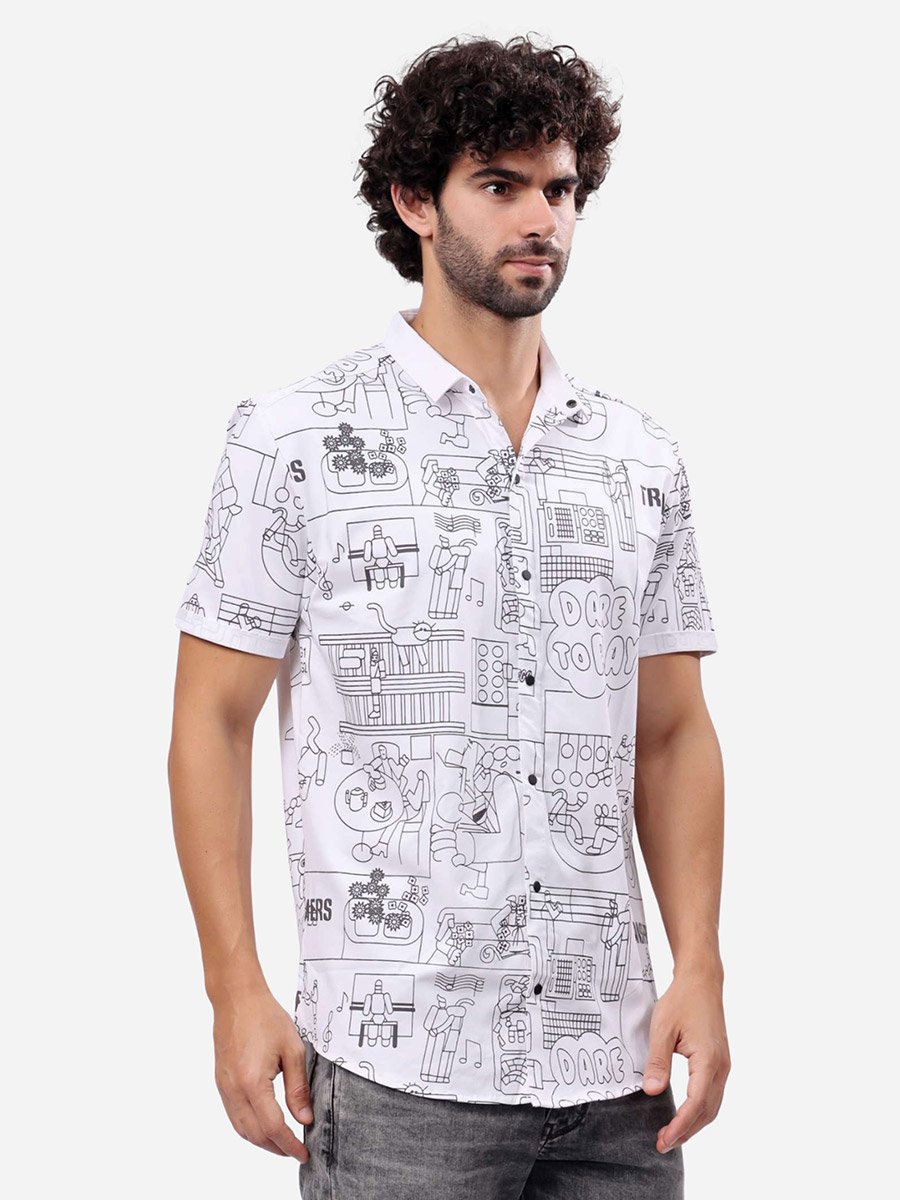 All-Over Printed Short Sleeve Regular Fit Shirt
