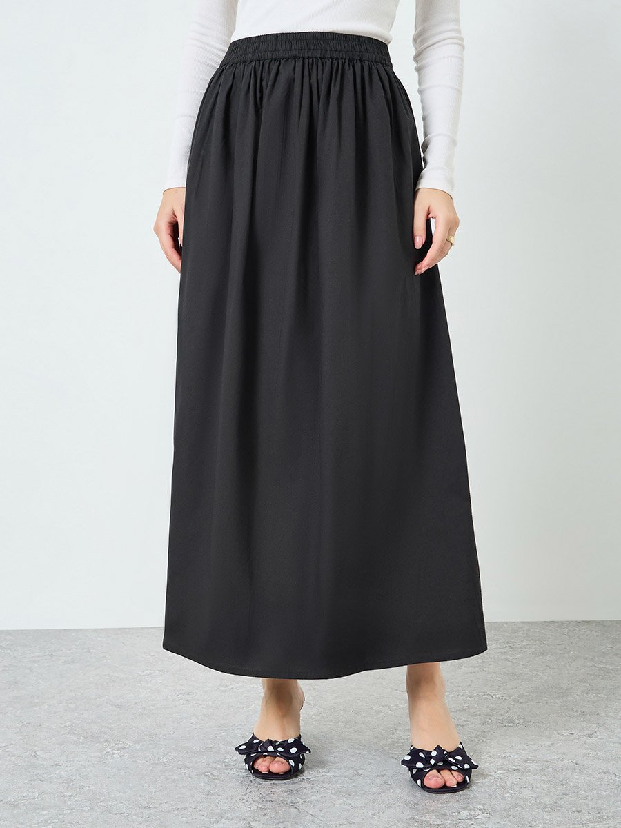 Women Black A-Line Maxi Skirt