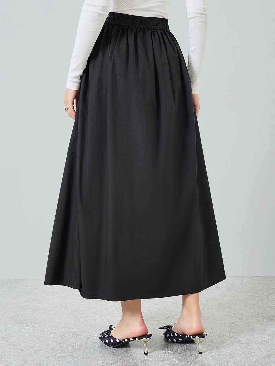 Women Black A-Line Maxi Skirt