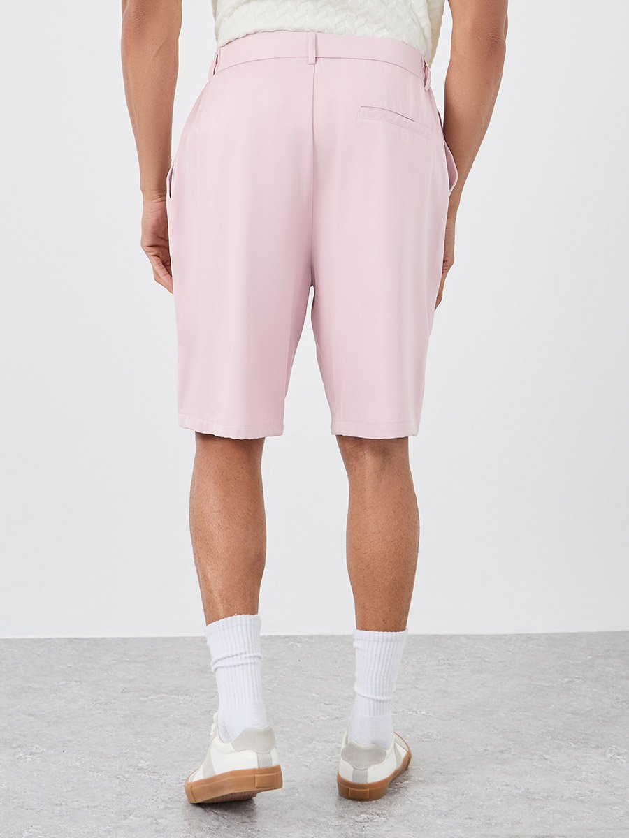 Men Pink Relaxed Fit Flat Front Shorts