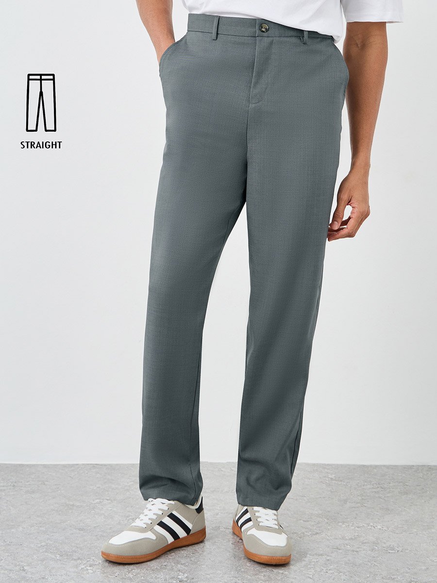 Men Straight Fit Formal Trousers