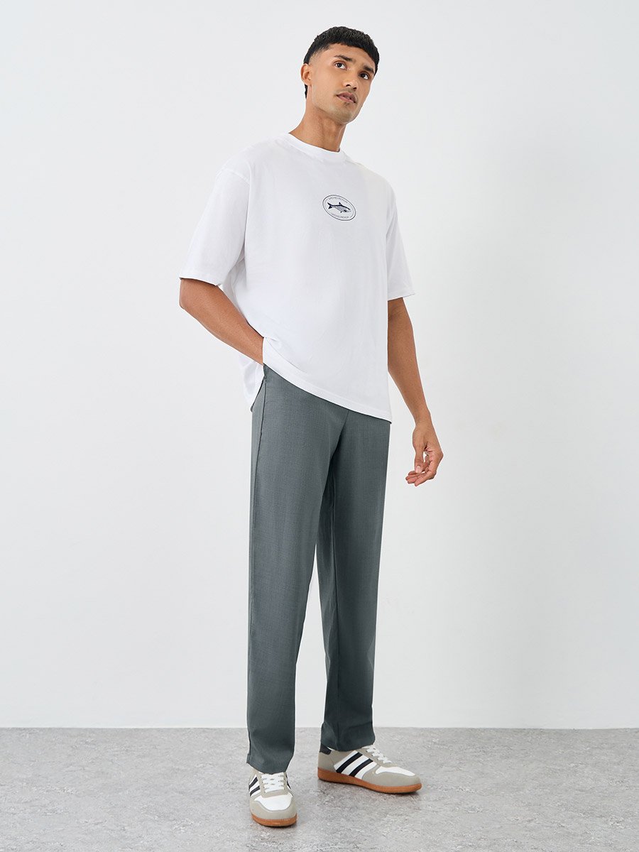 Men Straight Fit Formal Trousers