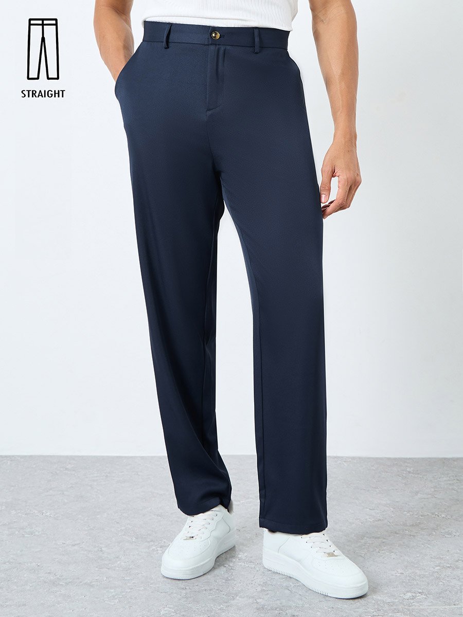 Men Straight Fit Formal Trousers