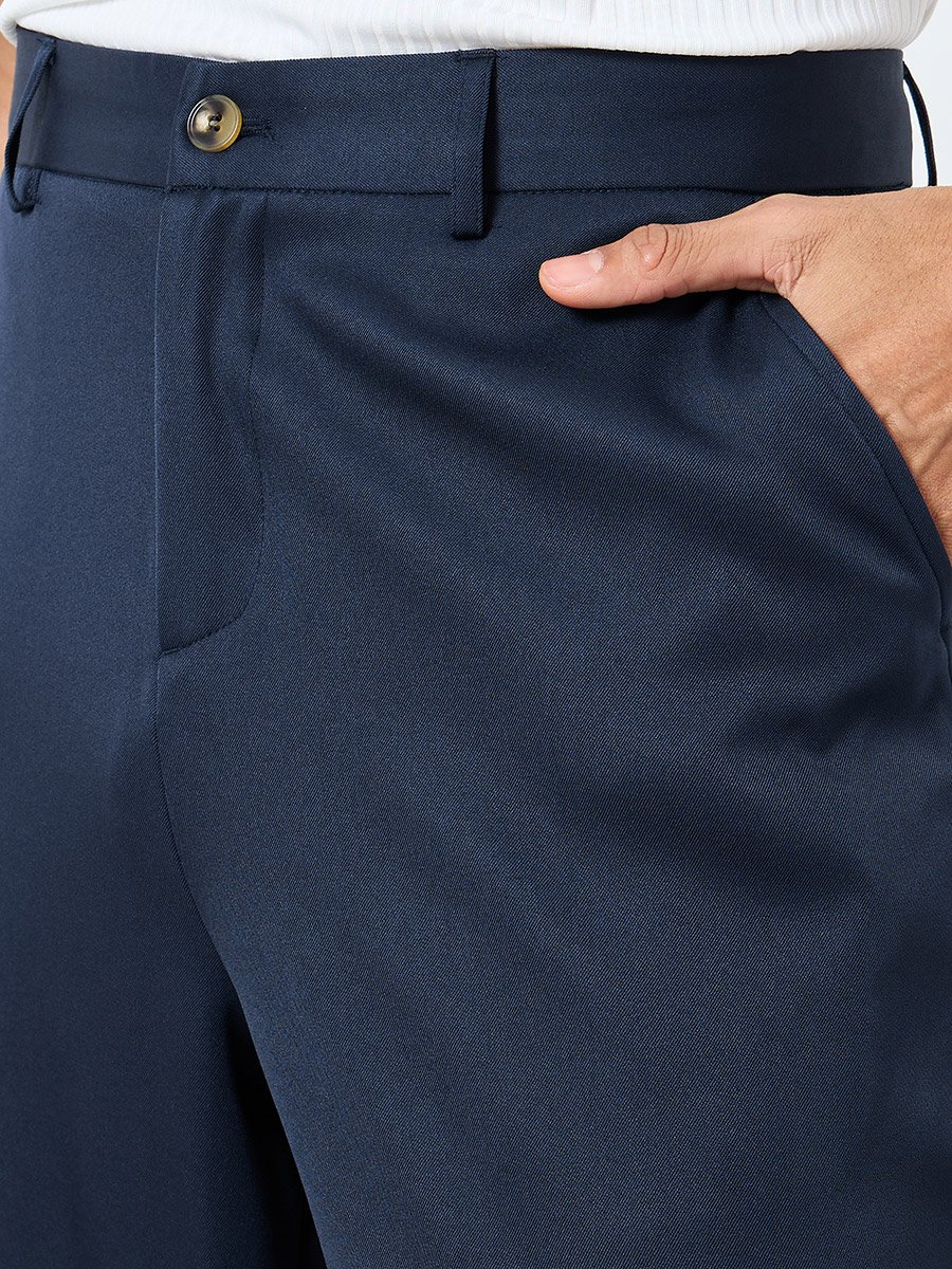 Men Straight Fit Formal Trousers