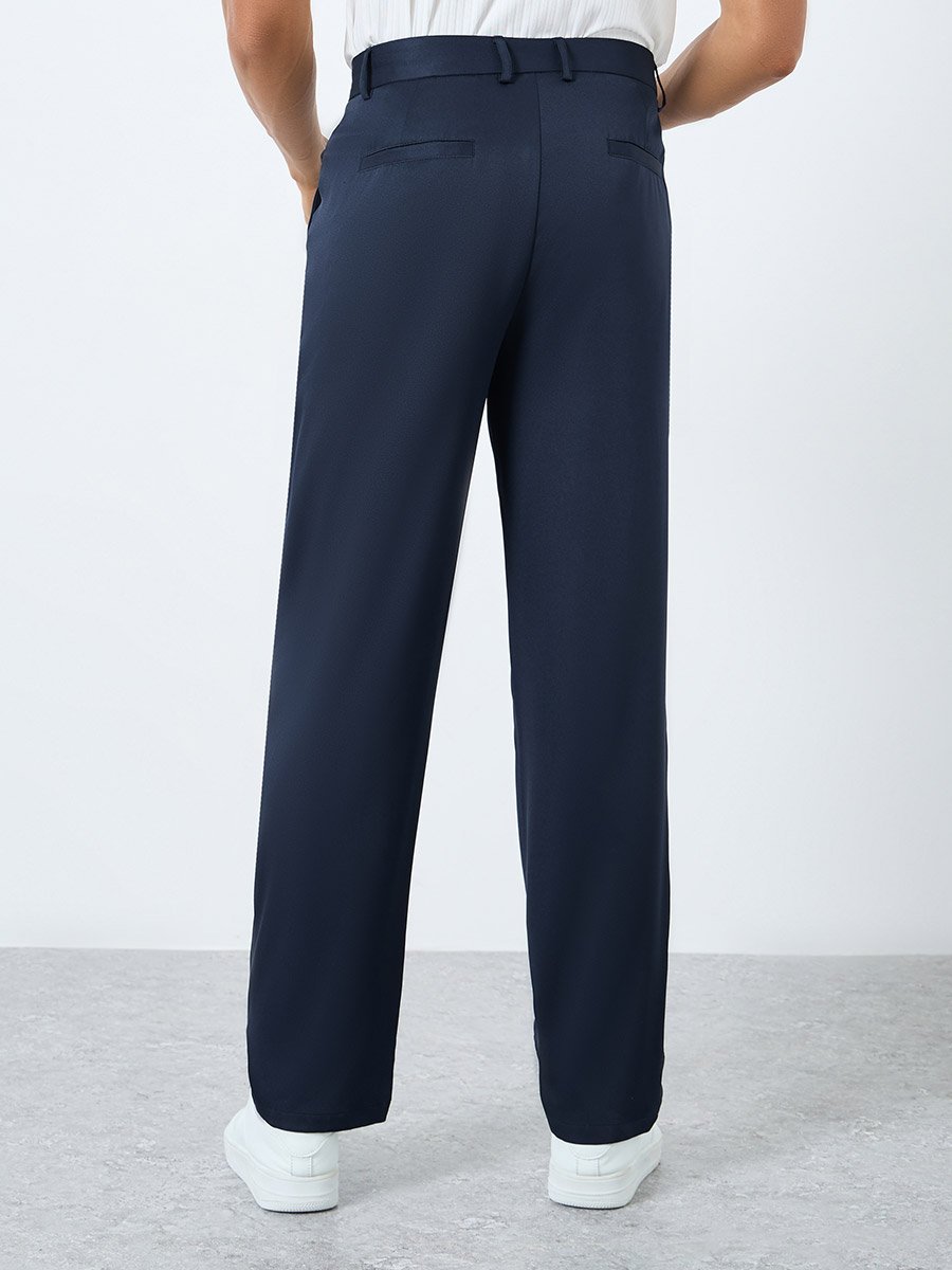 Men Straight Fit Formal Trousers