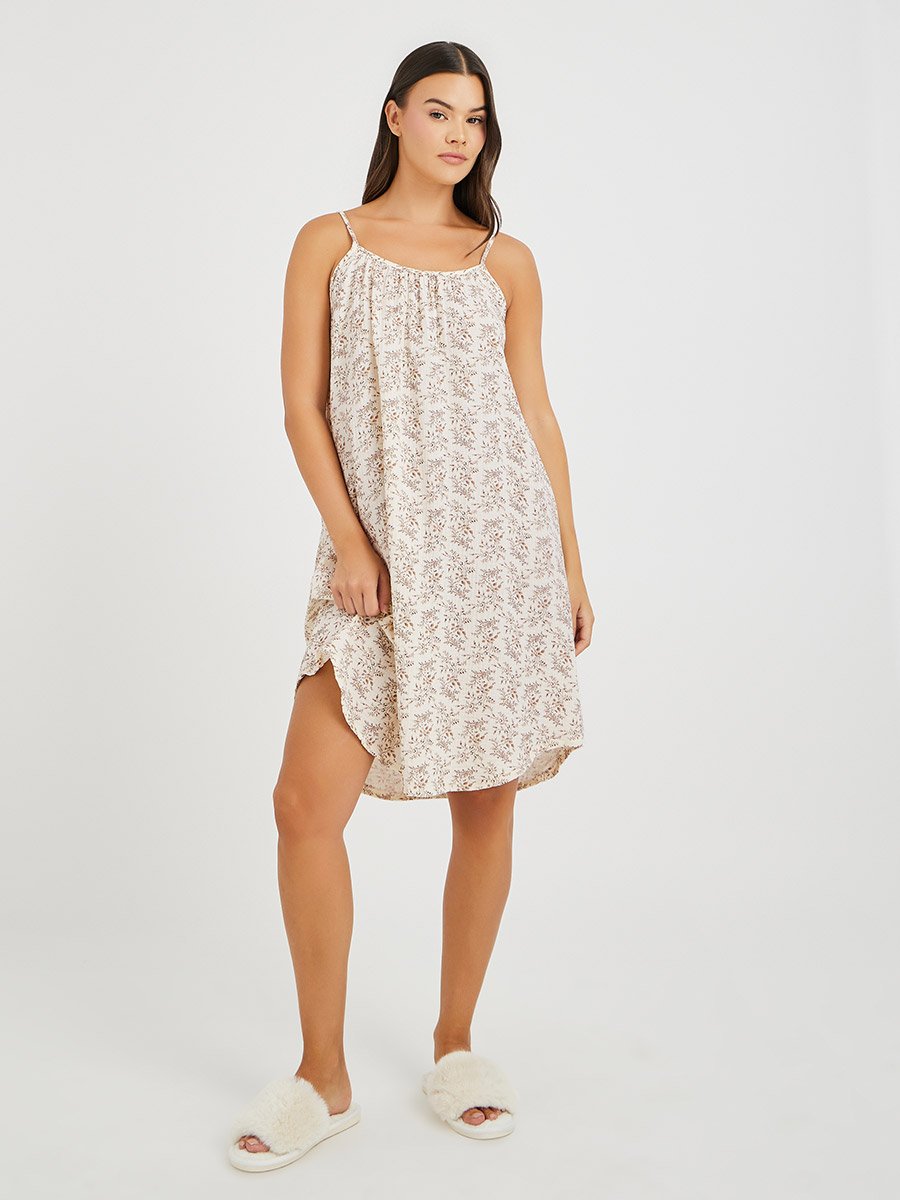 Floral Print Cotton Gauze Slip Dress