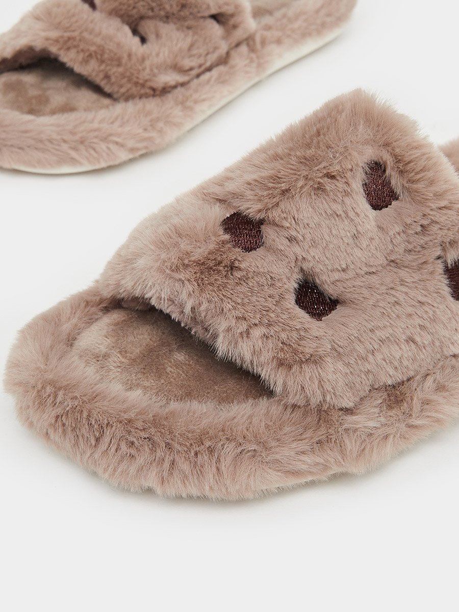 Embroidered Heart Slip On Slipper