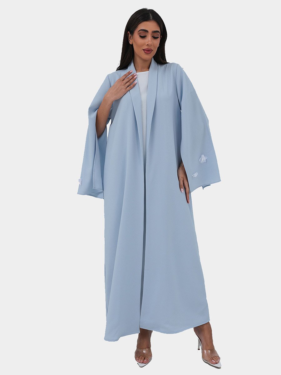Embellished Cape Sleeve Label Collar A-Line Abaya