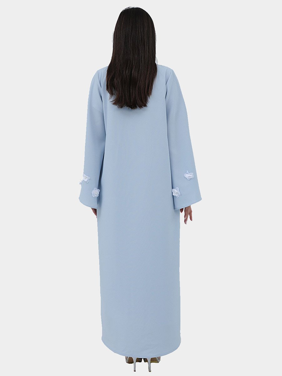 Embellished Cape Sleeve Label Collar A-Line Abaya