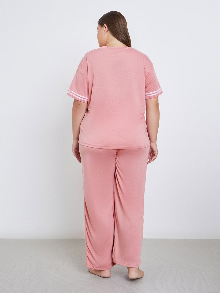 Plus NY Print T-Shirt and Pyjama Set