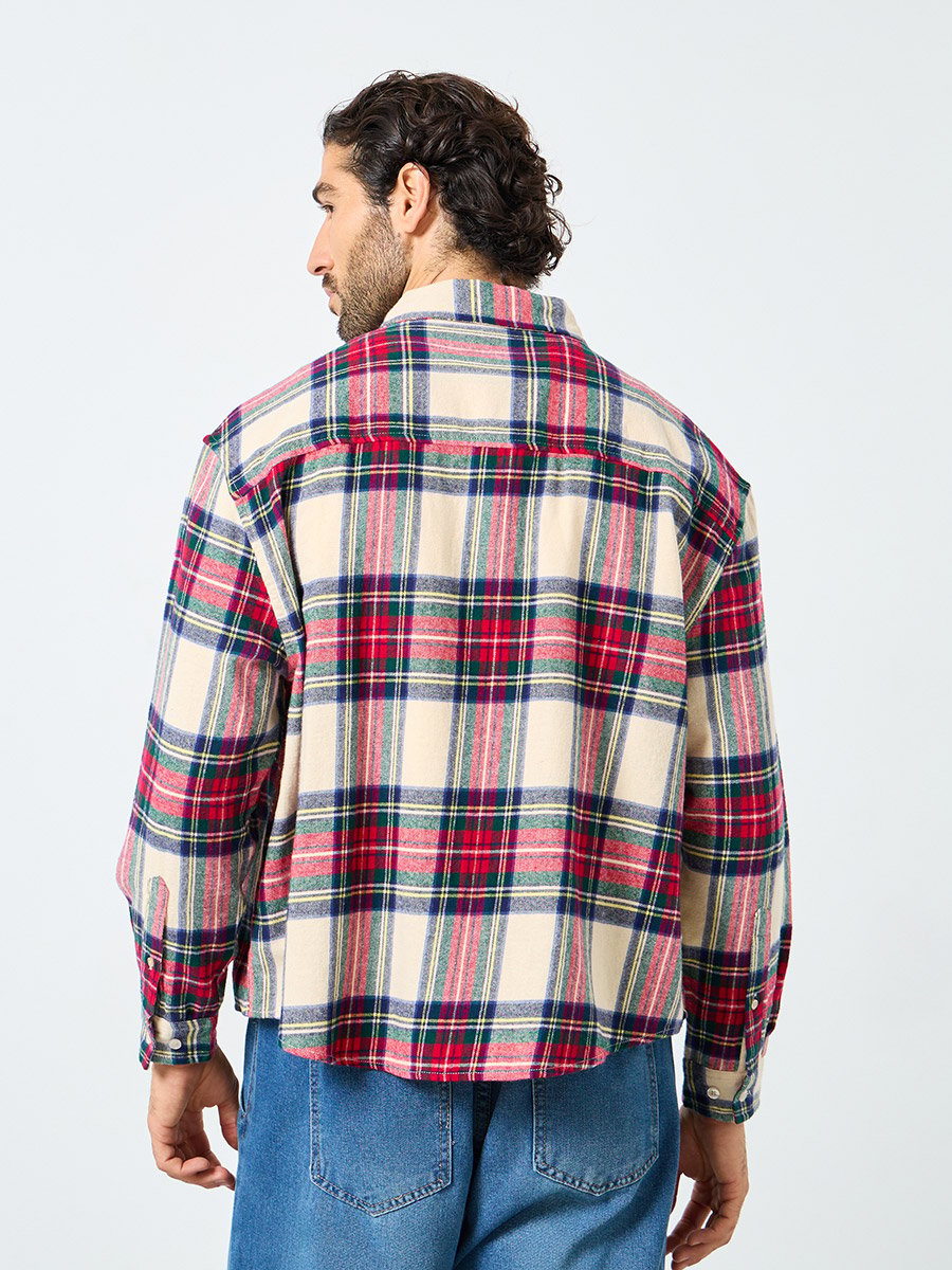 Men Boxy Fit Plaid Shirt with Flap Pocket