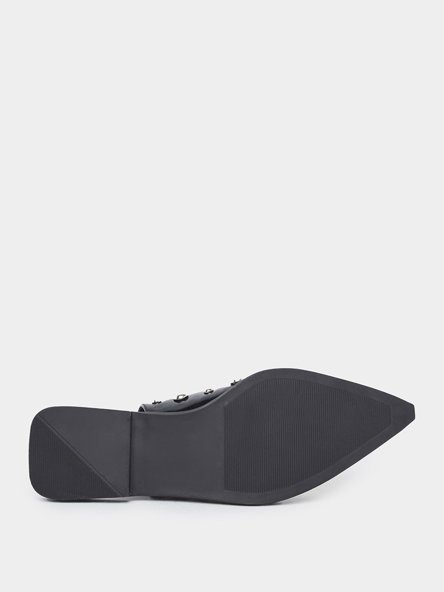 Women Black Studded Slingback Mules