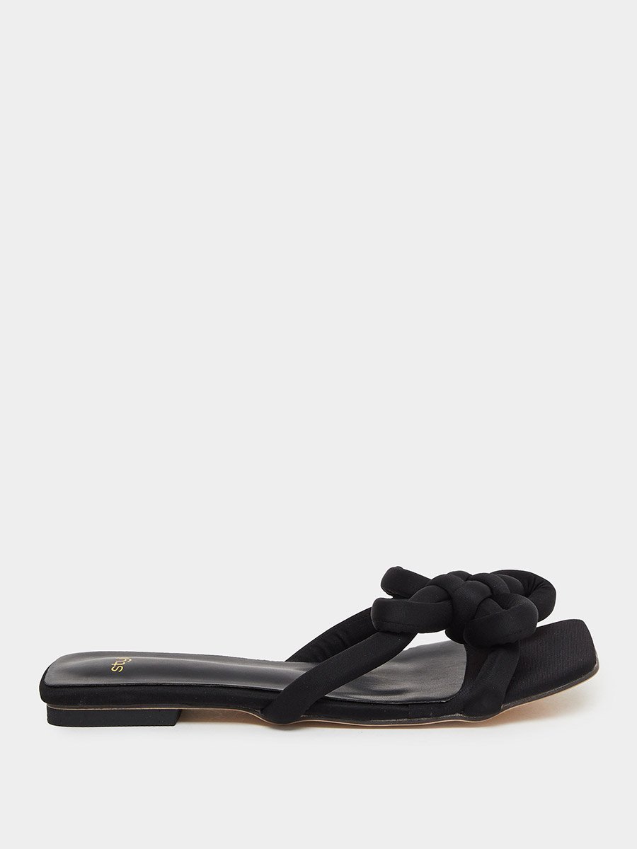 Flower Knot Detail Flat Sandals