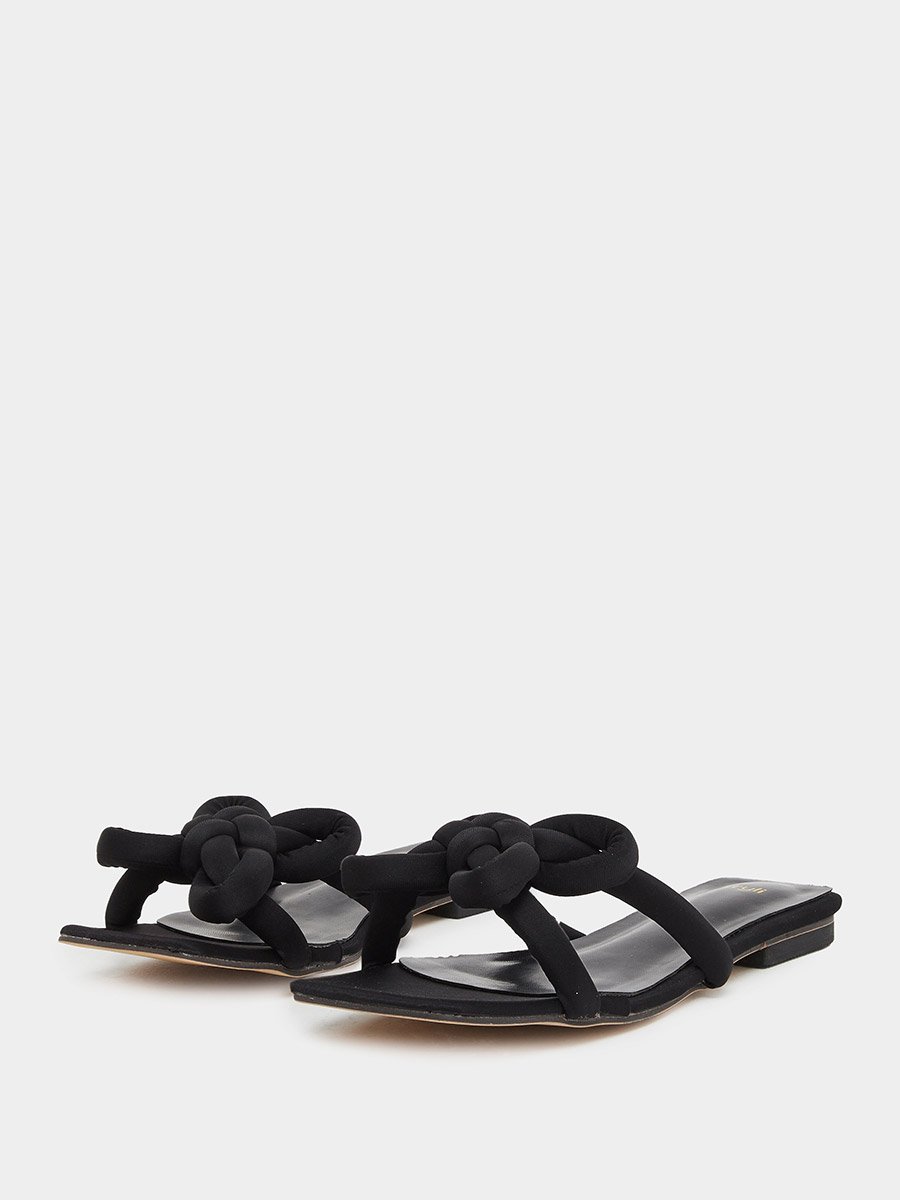 Flower Knot Detail Flat Sandals