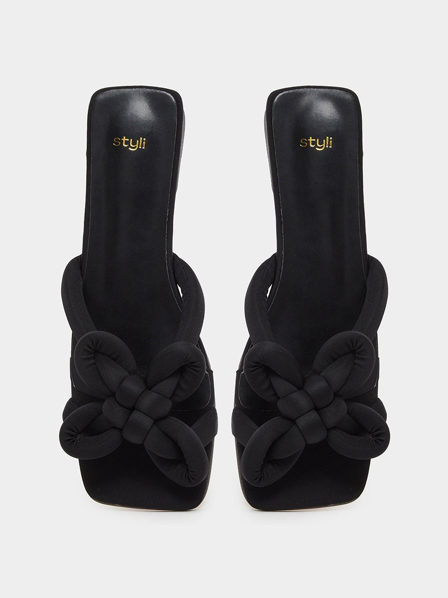 Flower Knot Detail Flat Sandals