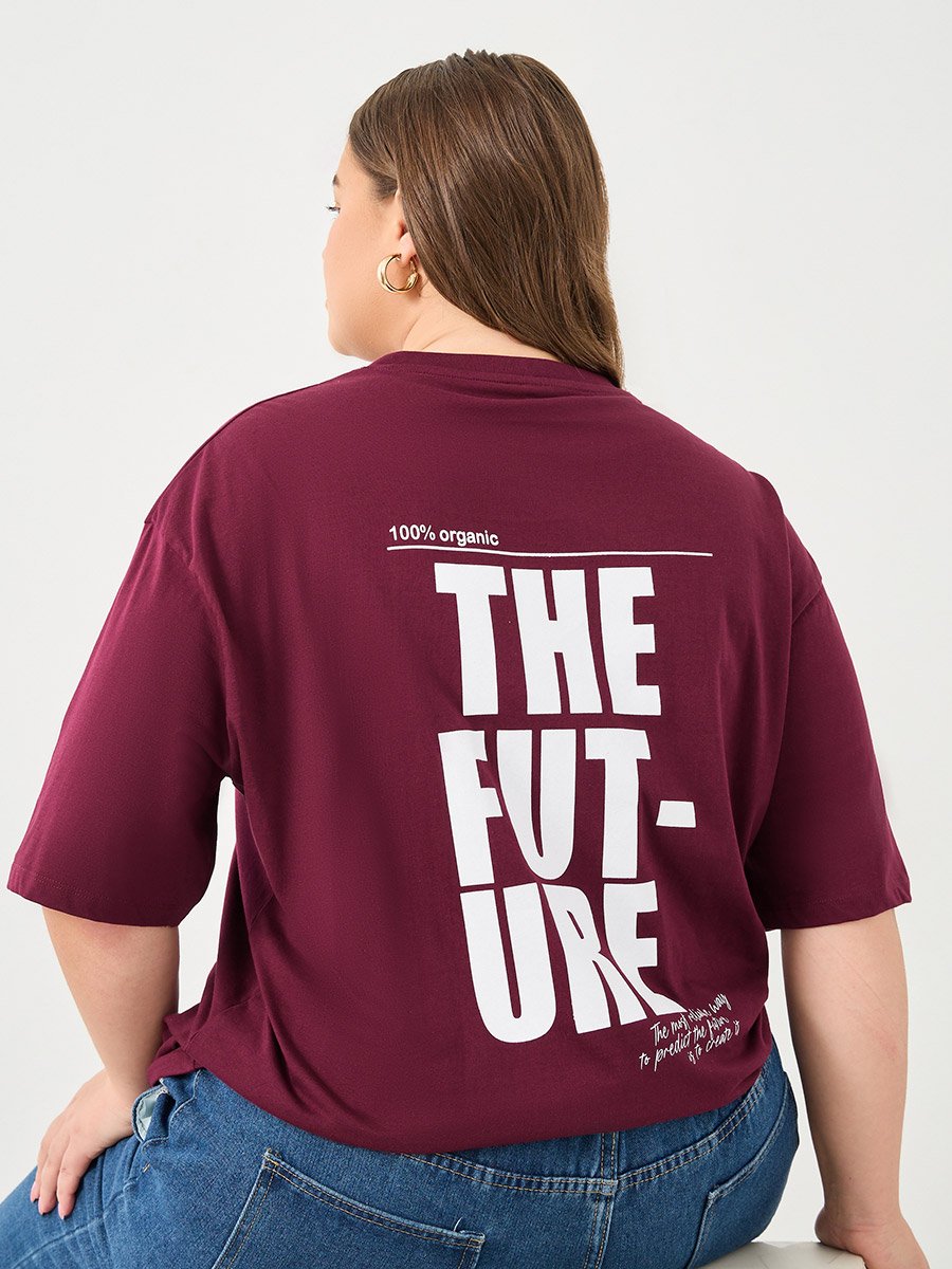 Plus Size Oversized Back Graphic T-Shirt