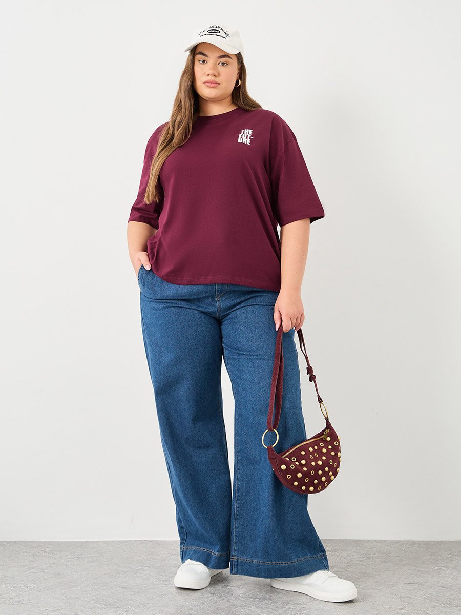 Plus Size Oversized Back Graphic T-Shirt