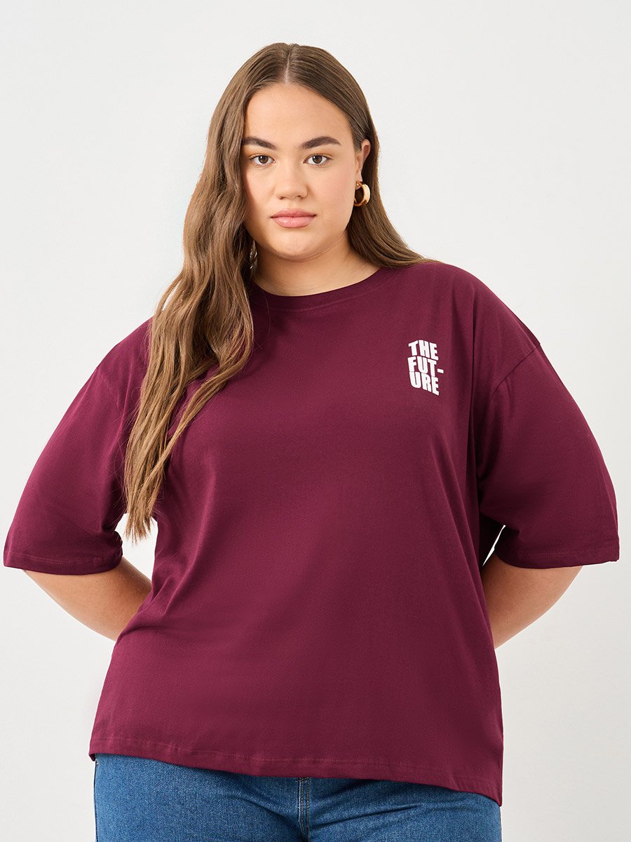 Plus Size Oversized Back Graphic T-Shirt