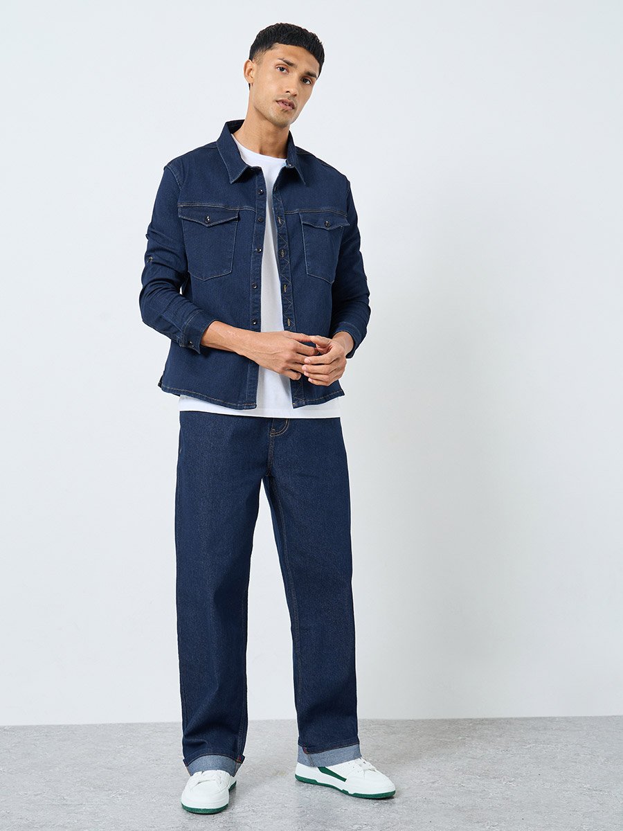 Men Boxy Fit Denim Shirt