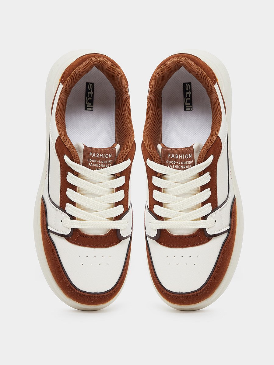Color Block Platform Lace Up Sneakers