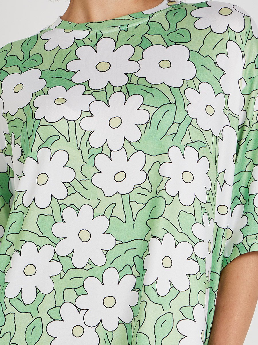 All-Over Print Short Sleeve Sleep T-Shirt Dress