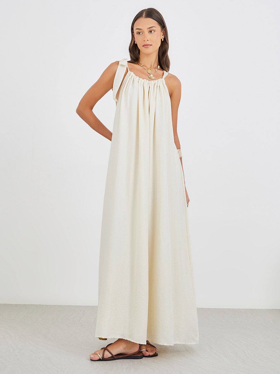 Plain Halter Neck Shift Maxi Dress