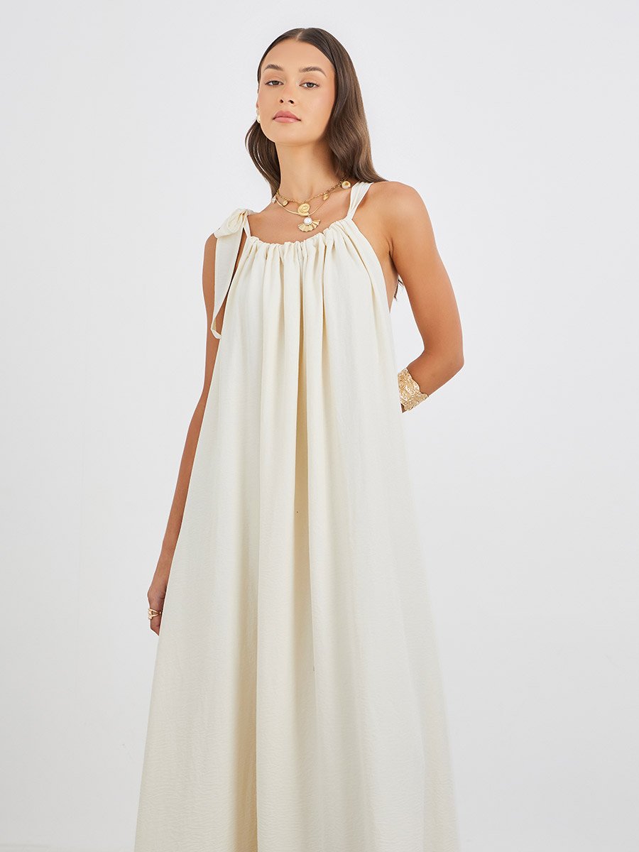 Plain Halter Neck Shift Maxi Dress