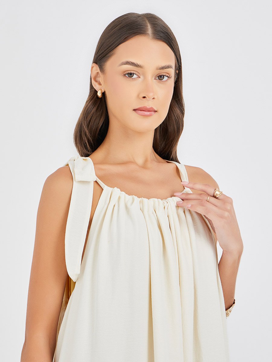 Plain Halter Neck Shift Maxi Dress