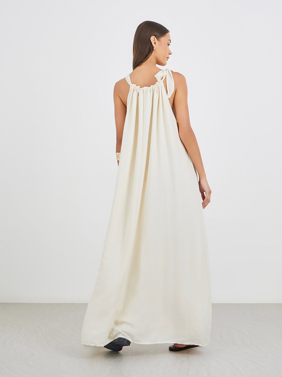 Plain Halter Neck Shift Maxi Dress