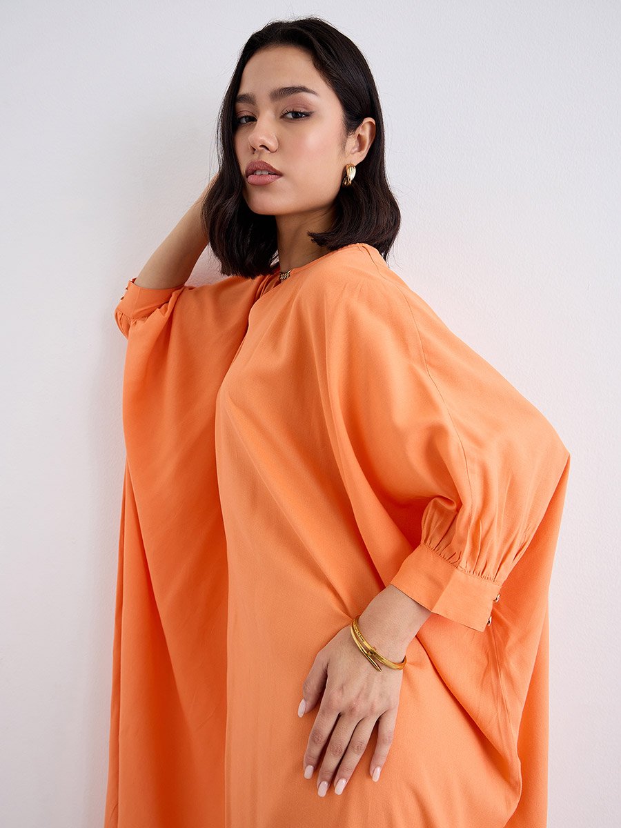 orange batwing dress Destiny Blood Orange Batwing Top Wrap Skirt Midi Dress