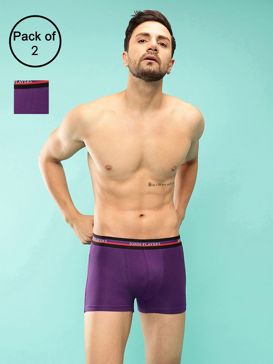 Pack of 2 - Solid Trunks with Elastic Waistband