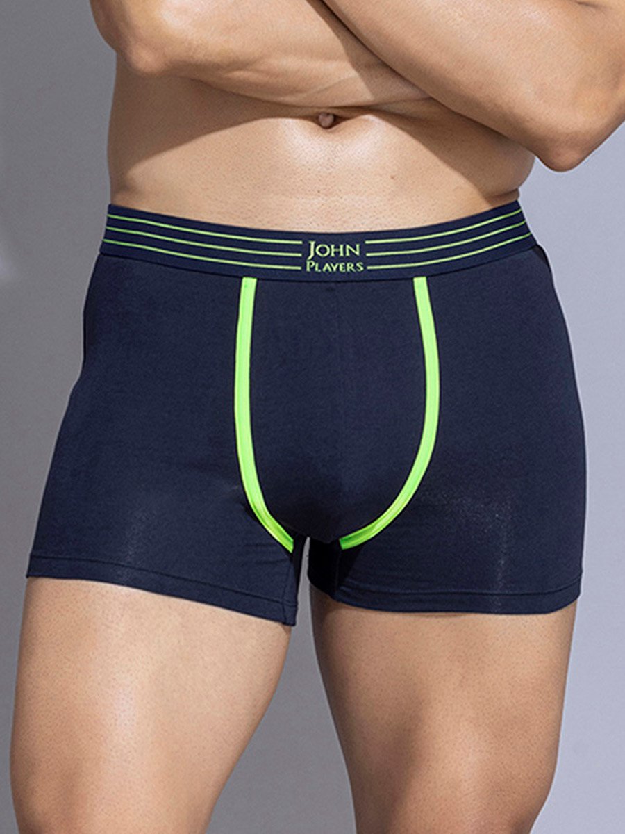 Pack of 2 - Solid Trunks with Striped Waistband