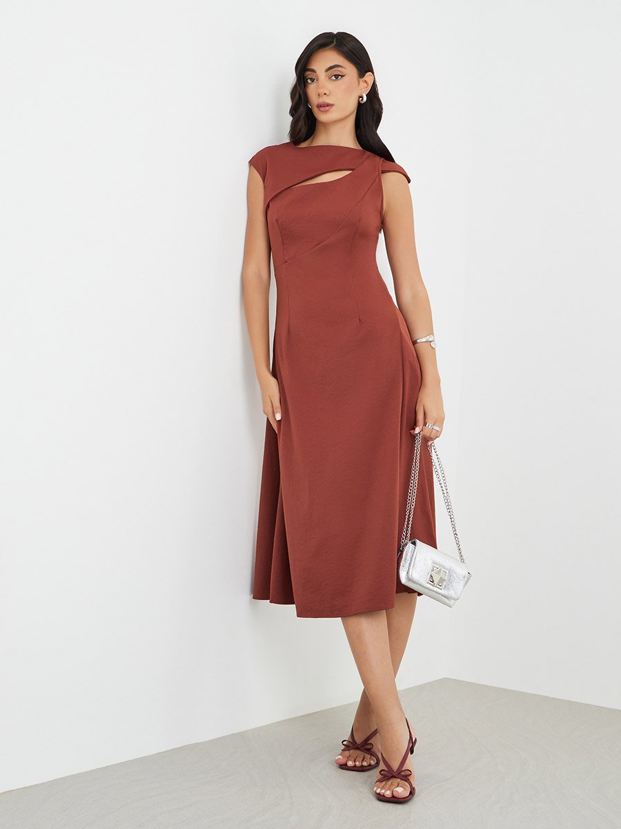 chinese dress ladies Olivia A-line Solid Midi Dress main image 0