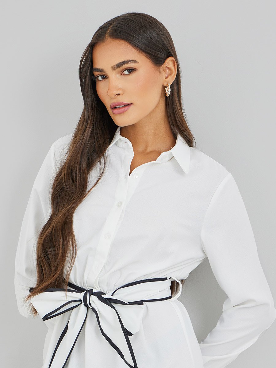 Printed Long Sleeves Tiered Midi Dress with Belt