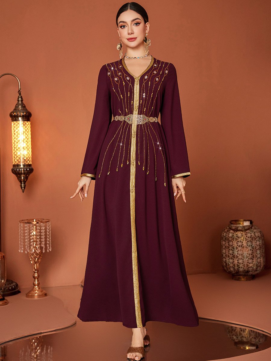 Embellished Beaded Belted Jalabiya