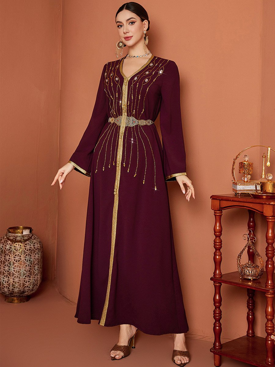 Embellished Beaded Belted Jalabiya
