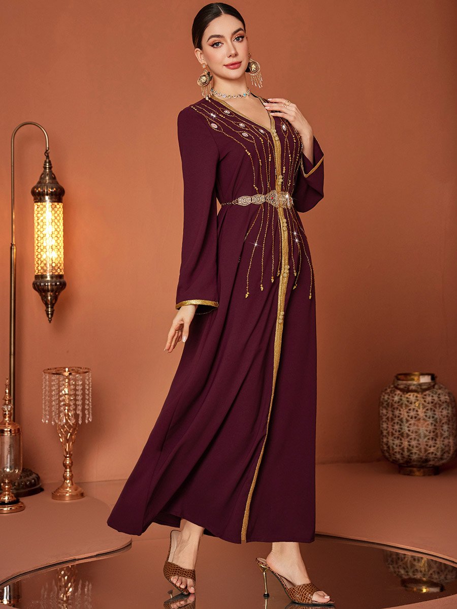 Embellished Beaded Belted Jalabiya