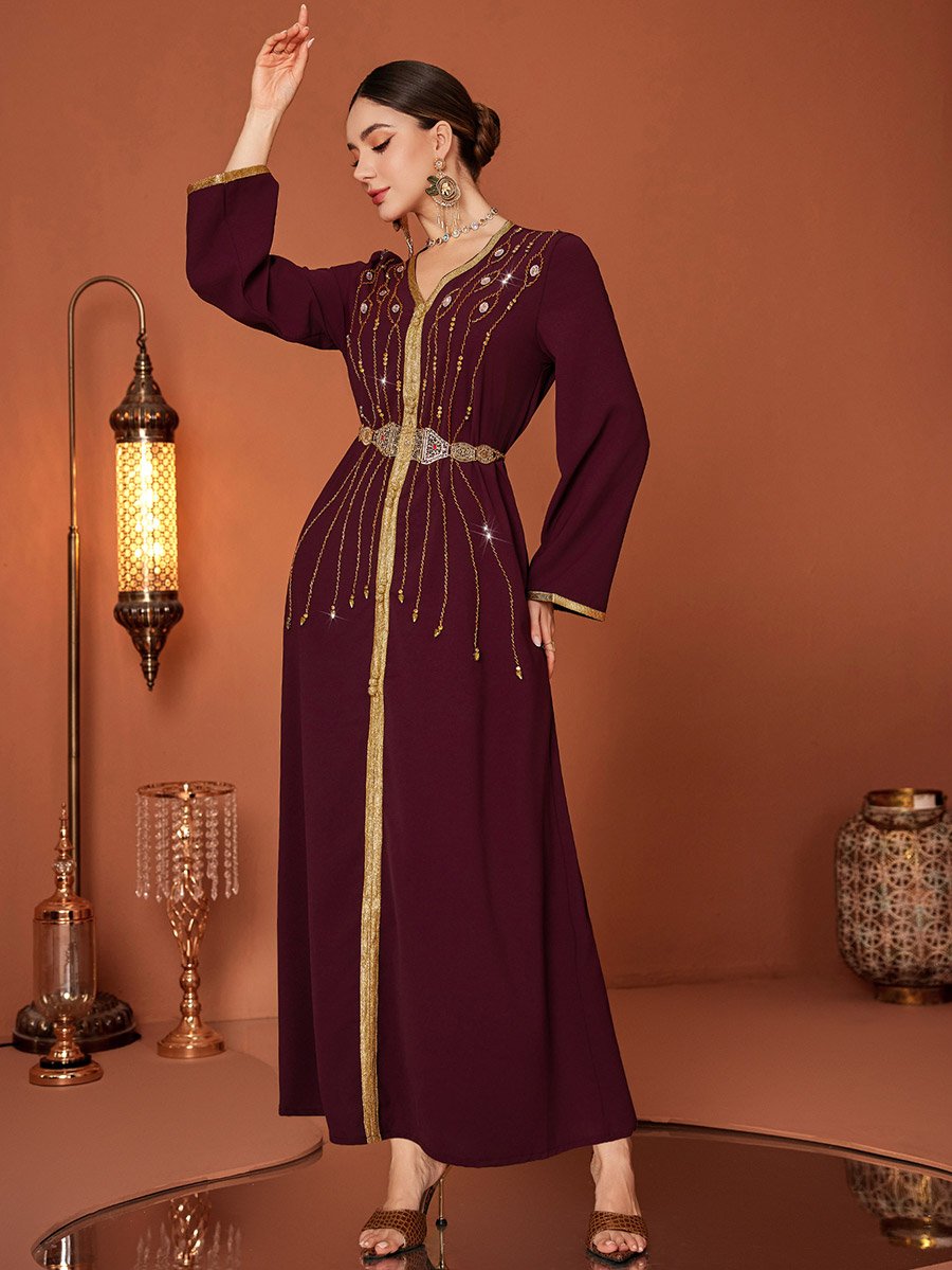 Embellished Beaded Belted Jalabiya