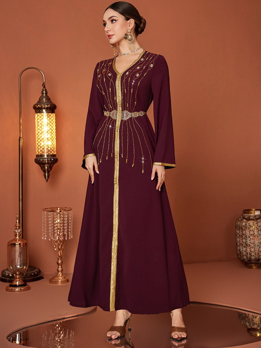 Embellished Beaded Belted Jalabiya