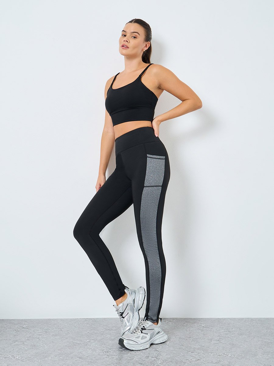 Color Block Pocket Detail Full Length Leggings
